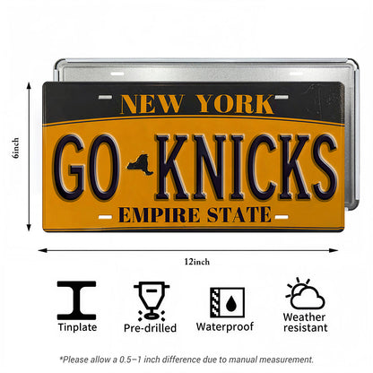 Custom New York License Plate Metal Sign - Go Knicks