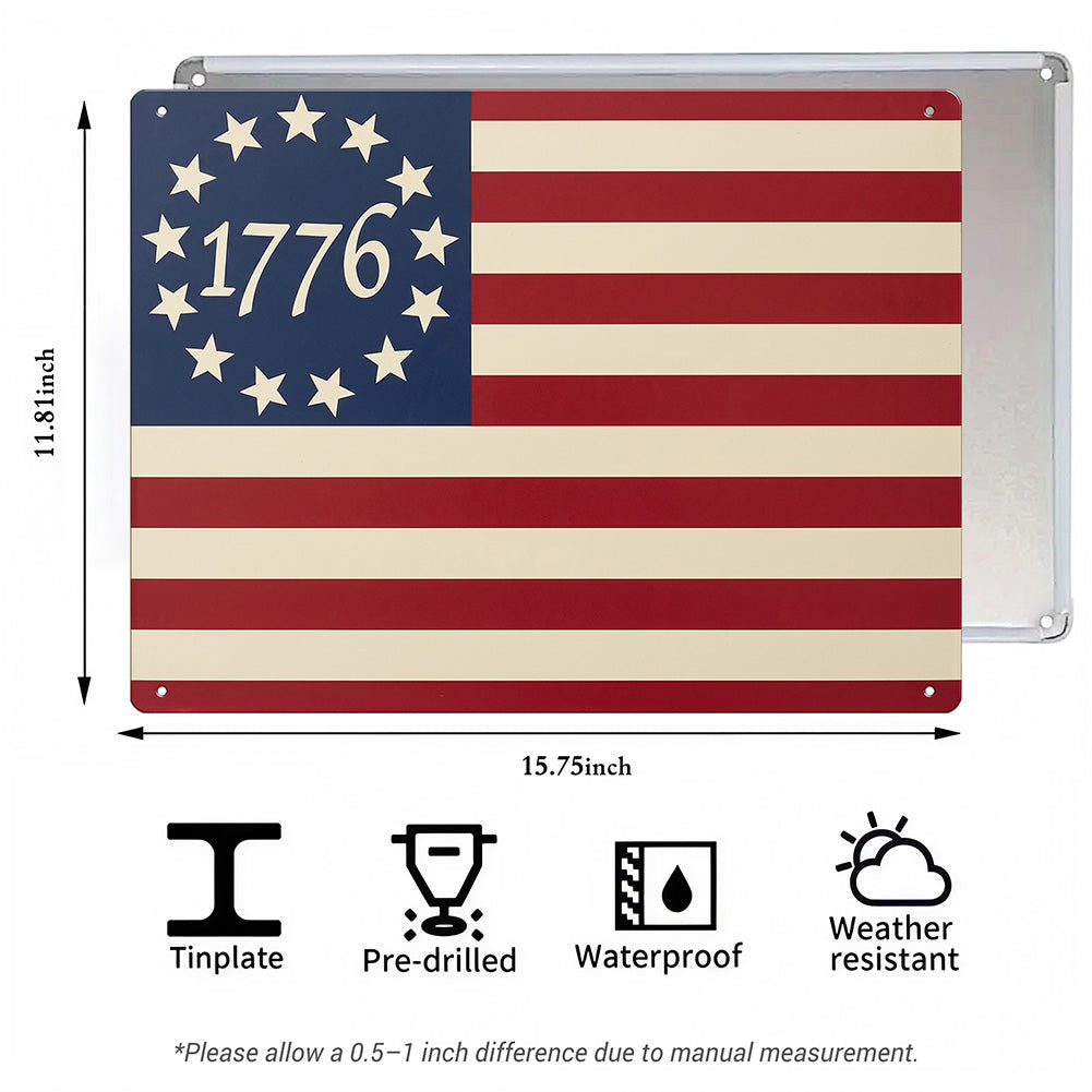 1776 Betsy Ross Flag Metal Sign – Patriotic Americana Wall Decor