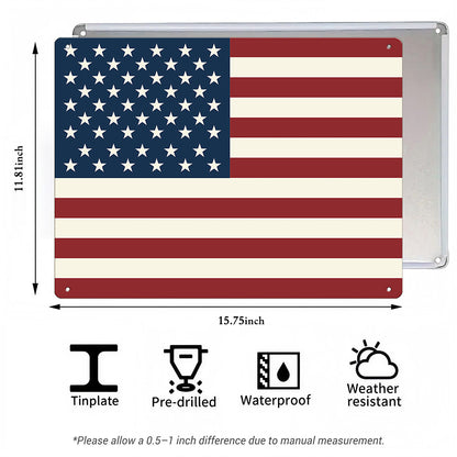 American Flag Metal Sign - 12 x 16 Inch