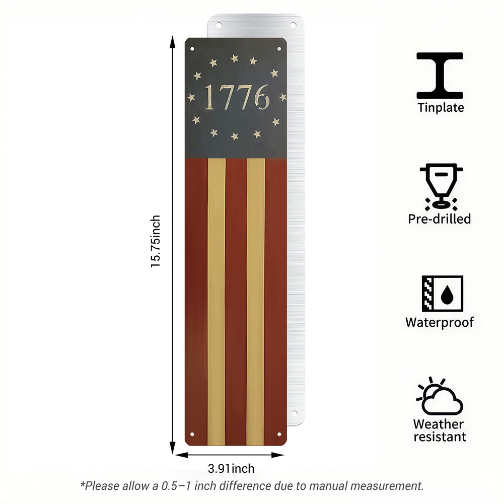 1776 Patriotic Flag Metal Sign – Americana Wall Decor for Porch