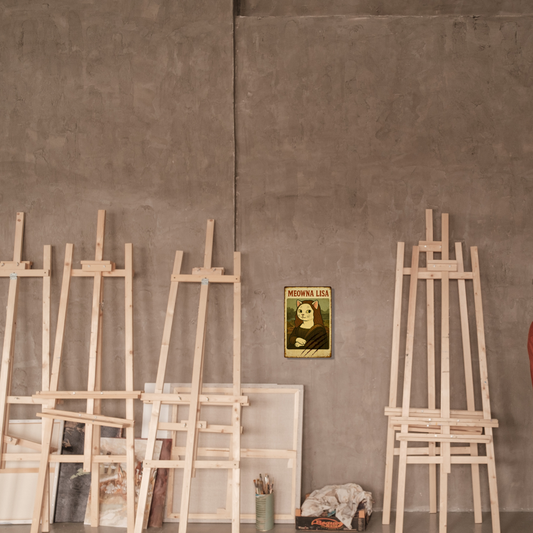 "Meowna Lisa" White Cat Art Parody