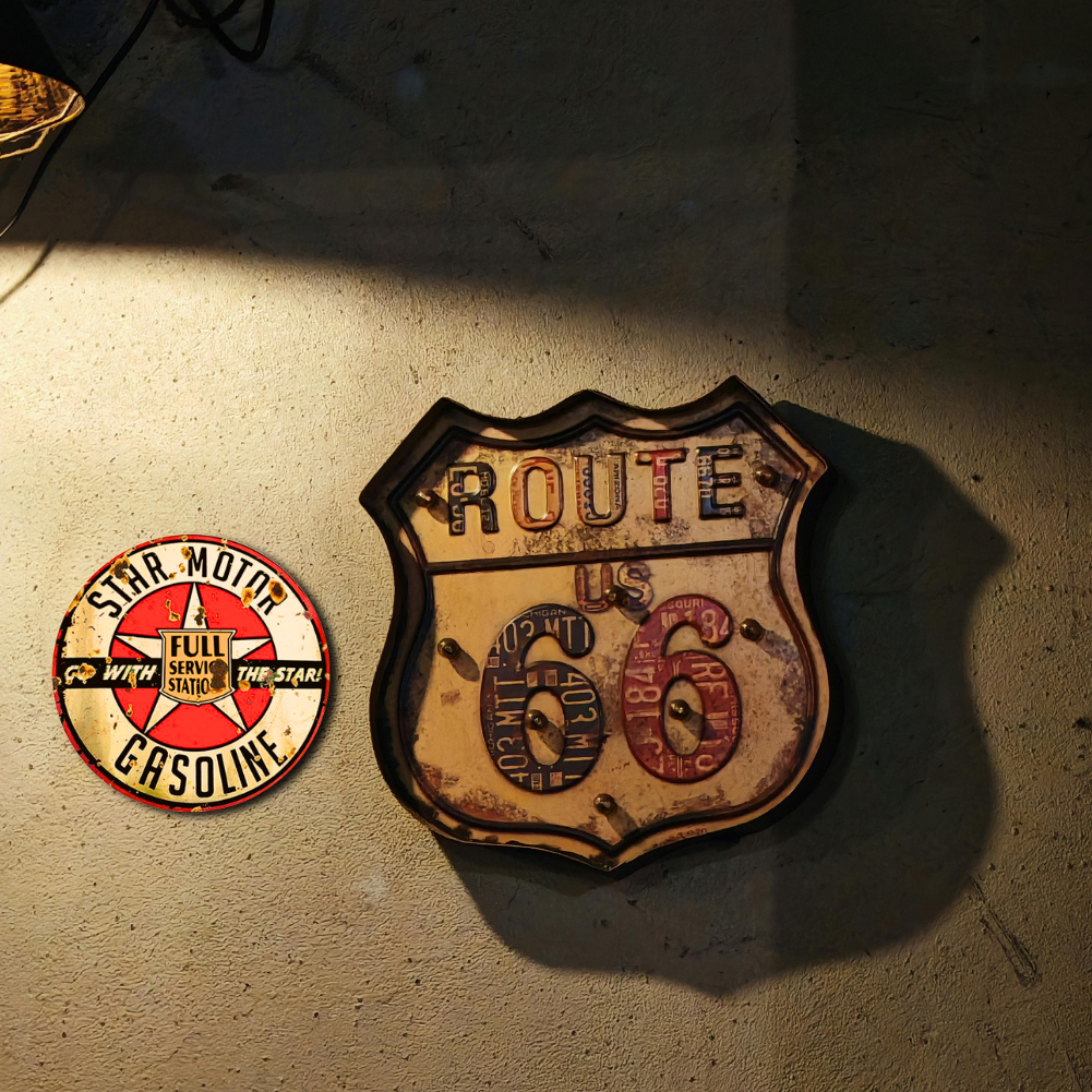 Star Motor Gasoline Round Metal Sign