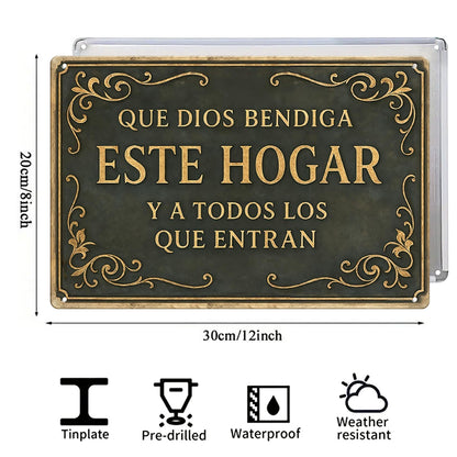 Que Dios Bendiga Este Hogar – Metal Wall Sign
