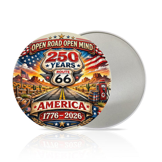 America 250th Anniversary Route 66 Round Metal Sign