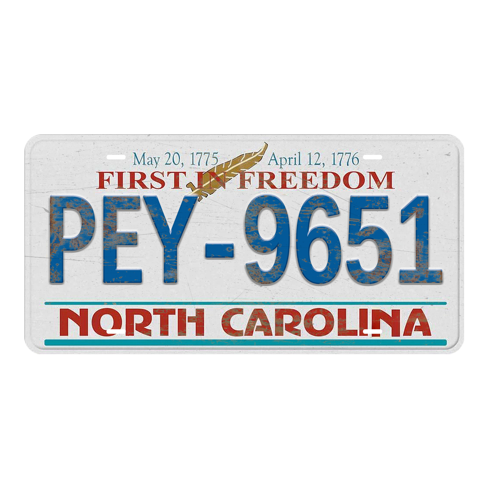 North Carolina PEY-9651 - Tin License Plate Sign(6*12Inch)