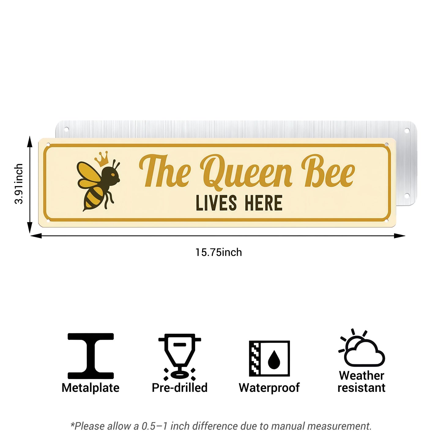 The Queen Bee Lives Here Metal Sign