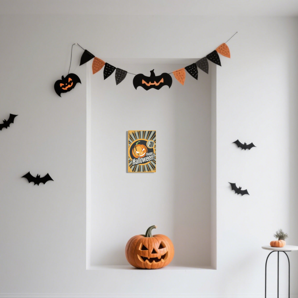 Happy Halloween Vintage Pumpkin Cartoon Style