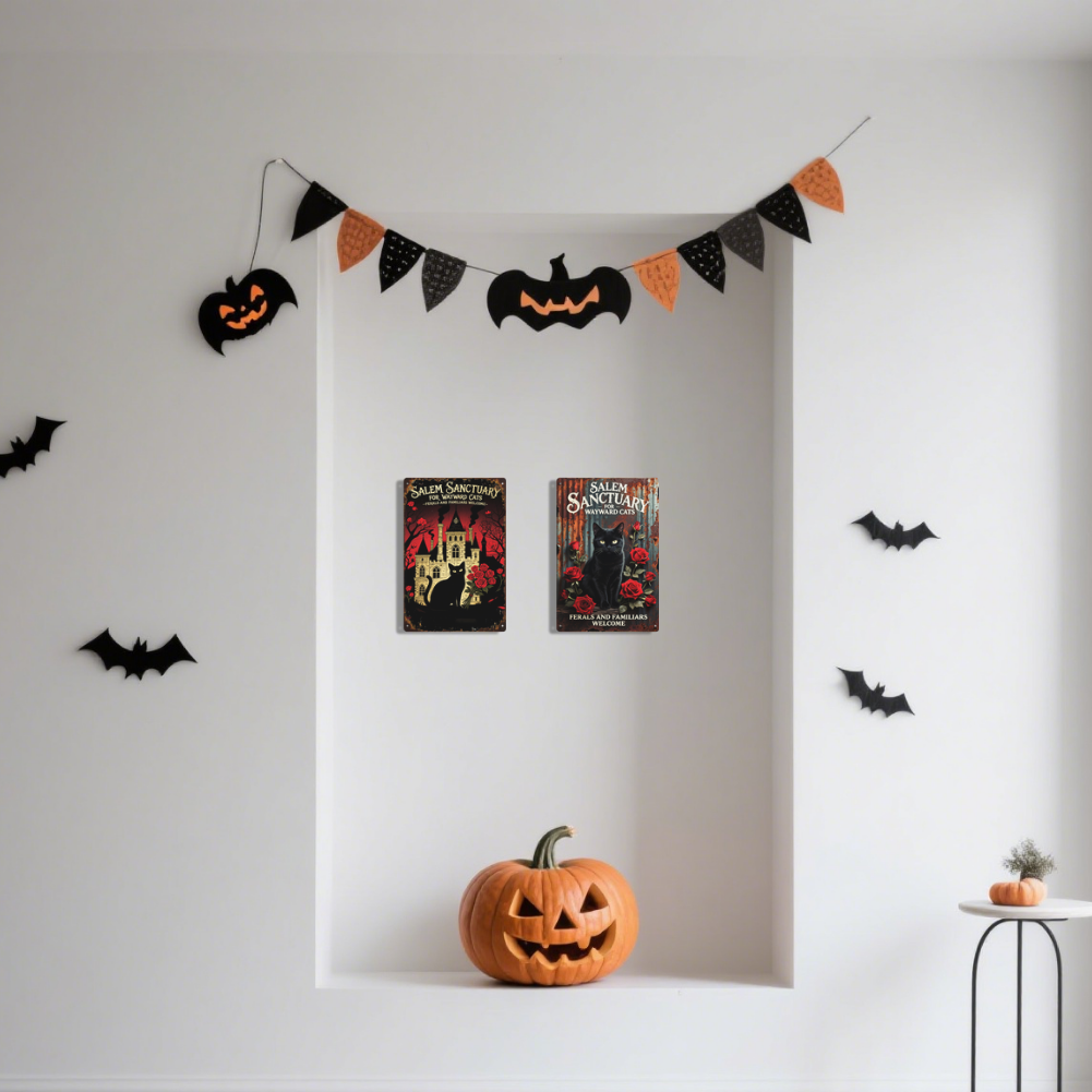 2pcs – Salem Sanctuary Roses & Gothic Black Cat