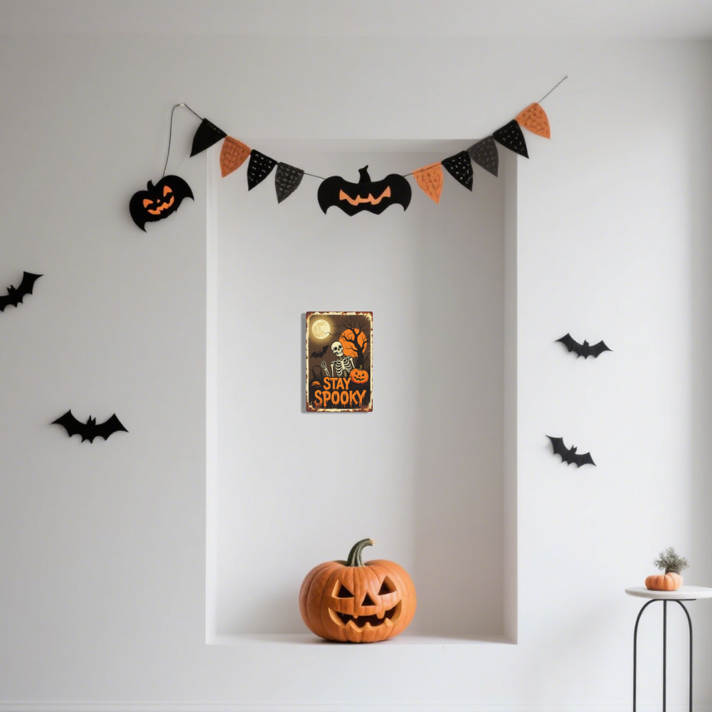 Stay Spooky Skeleton Pumpkin & Moon