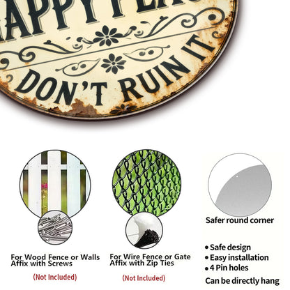 Welcome to My Happy Place Round Metal Sign