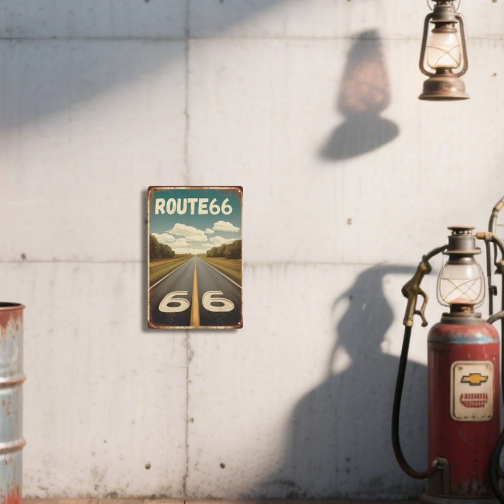 Vintage Route 66 Highway Metal Tin Sign