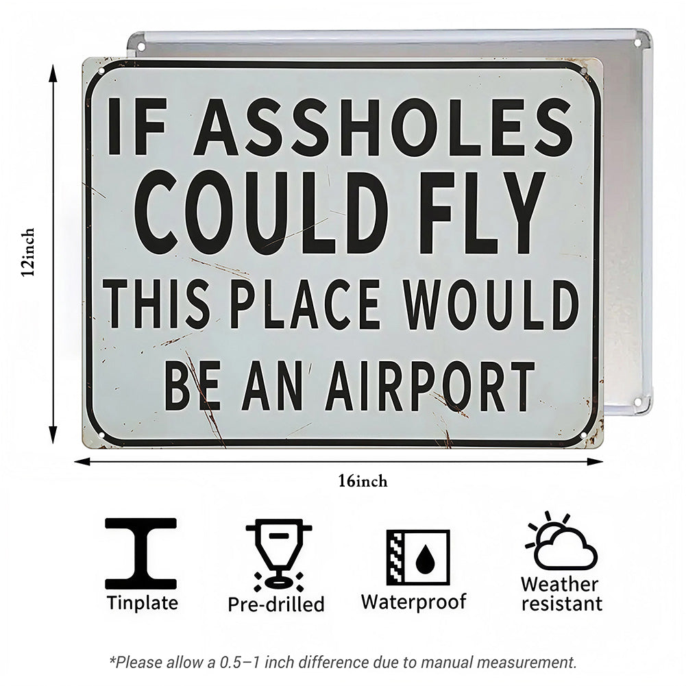 Funny Bar & Man Cave Metal Sign - If Assholes Could Fly This Place Would Be an Airport