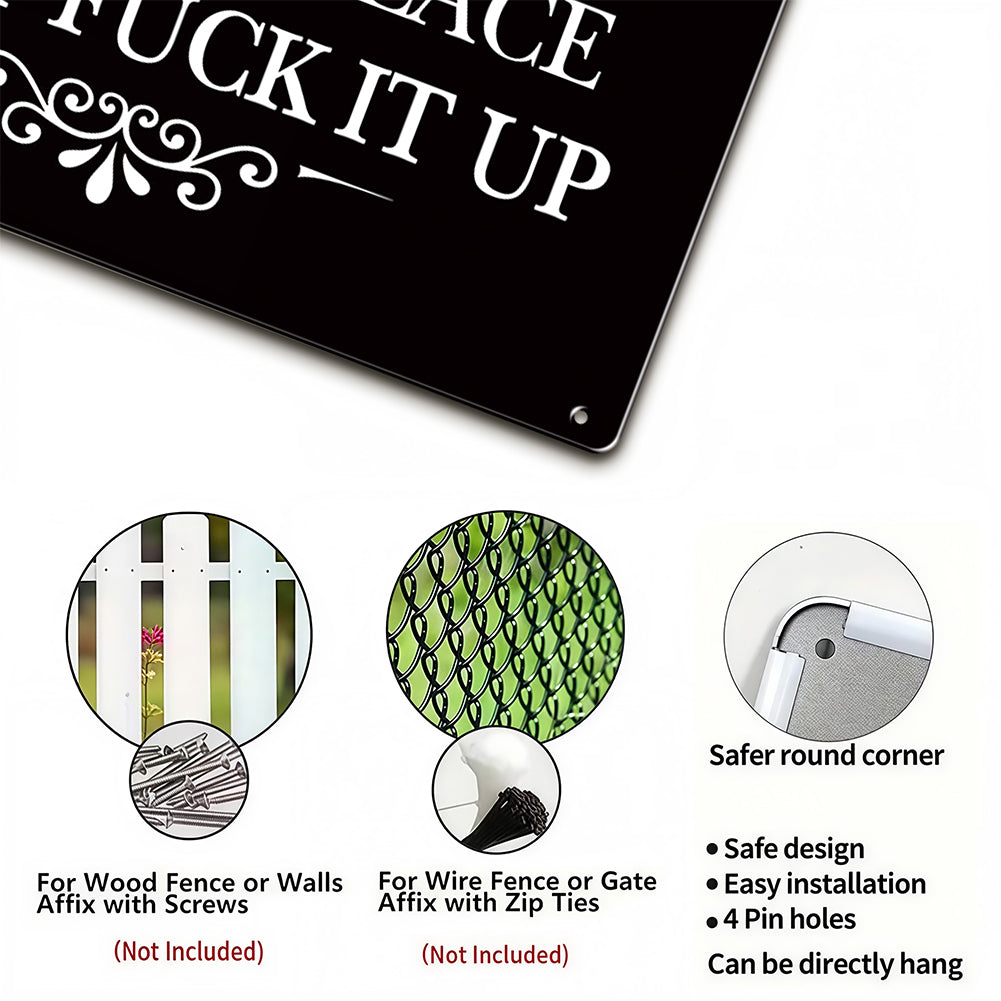 This Is My Happy Place Don’t F*ck It Up Metal Sign – Funny Garden Wall Decor