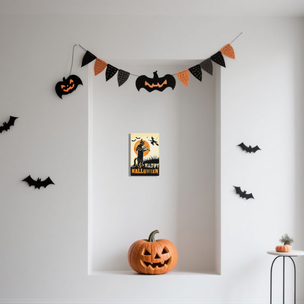 "Happy Halloween" Fiddle-Playing Cat