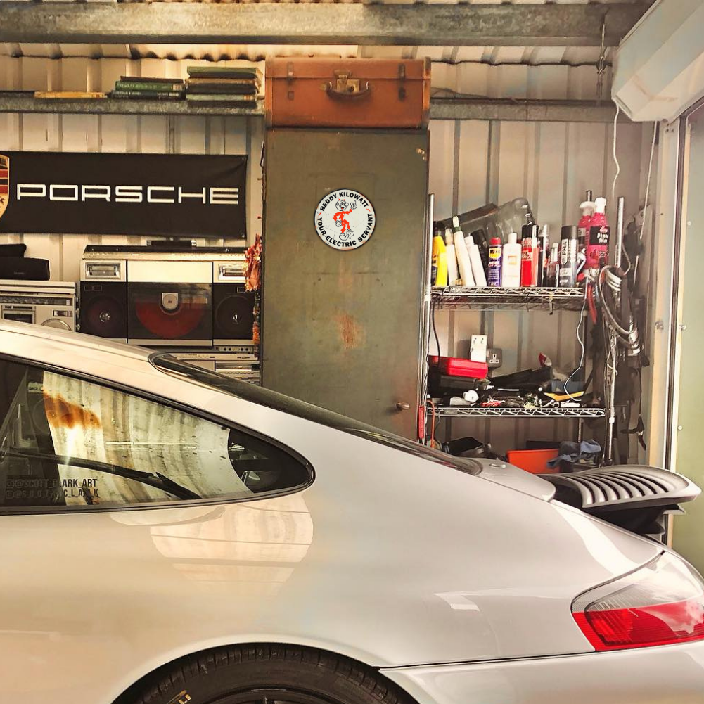 Reddy Kilowatt Round Metal Sign – Vintage Electric Ad