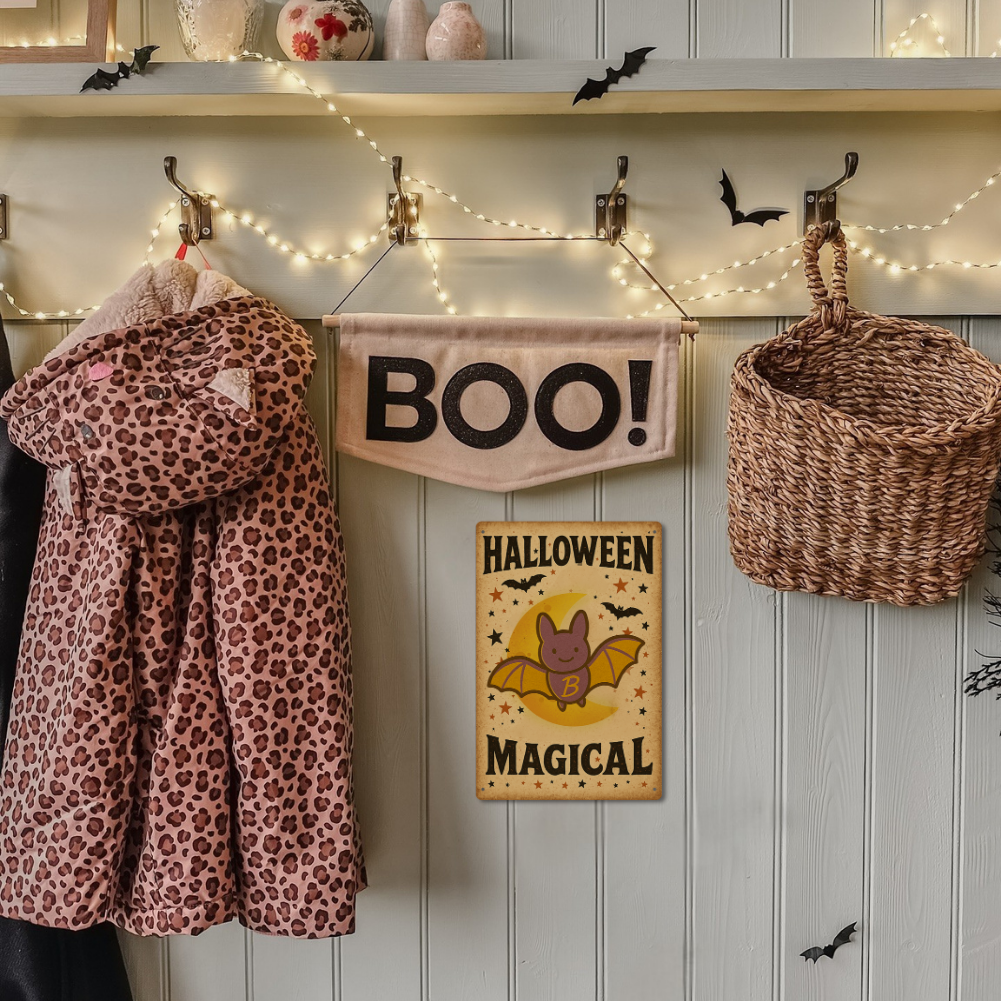 Halloween Magical – Cute Bat & Crescent Moon