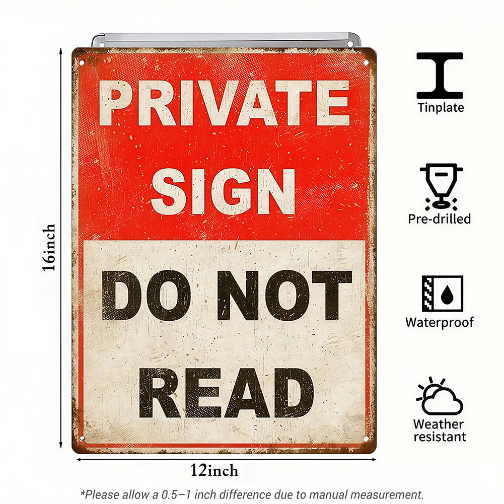 Private Sign Do Not Read Metal Sign – Funny Privacy Wall Decor