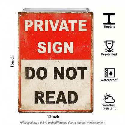 Private Sign Do Not Read Metal Sign – Funny Privacy Wall Decor