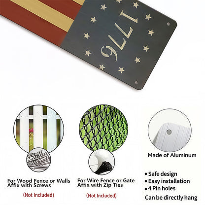 1776 Patriotic Flag Metal Sign – Americana Wall Decor for Porch