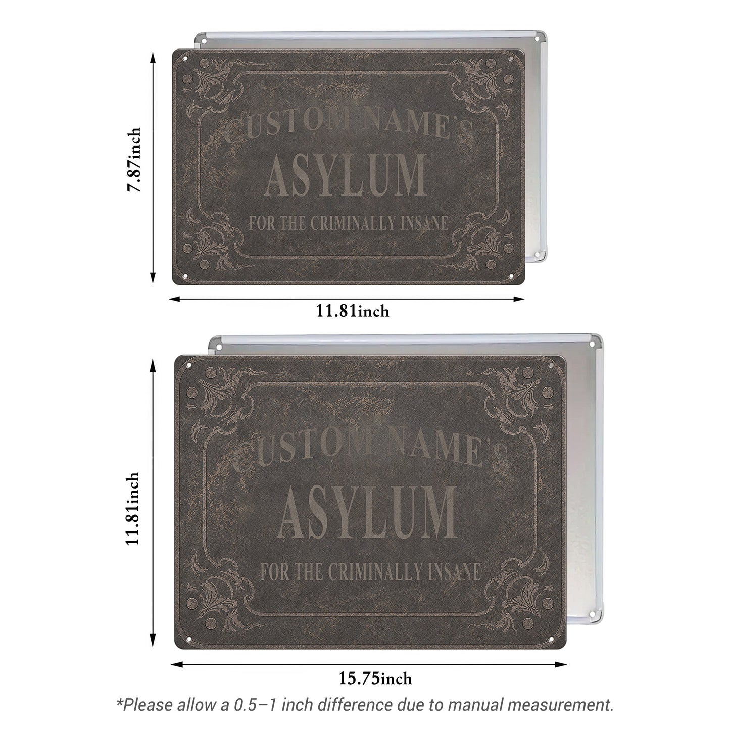 Custom Name’s Asylum Metal Sign – Personalized Horror Halloween Wall Decor