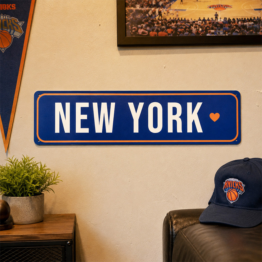 New York Heart Metal Sign – City Pride Wall Decor for Sports Rooms