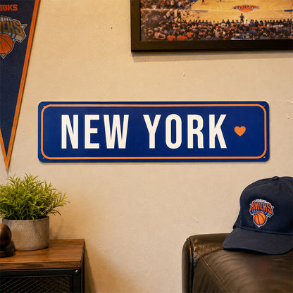 New York Heart Metal Sign – City Pride Wall Decor for Sports Rooms