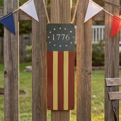 1776 Patriotic Flag Metal Sign – Americana Wall Decor for Porch