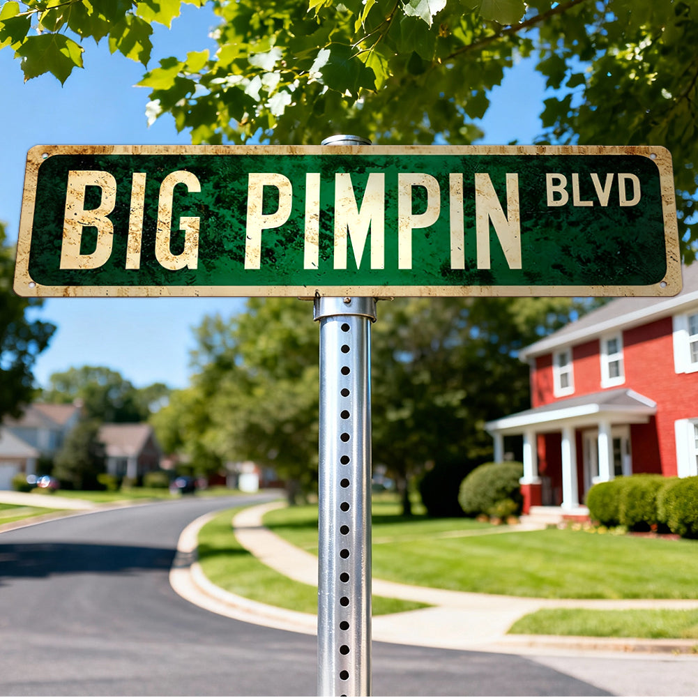 BIG PIMPIN BLVD Metal Street Sign