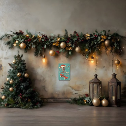 "Merry Christmas" Skateboarding Skeleton