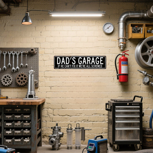 Funny Handyman Wall Decor - Dad's Garage Vintage Metal Sign