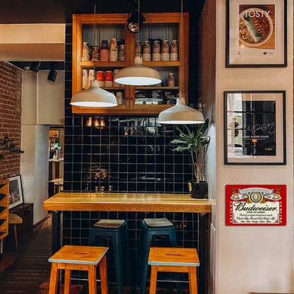 Budweiser “King of Beers” Red Label Vintage Metal Sign