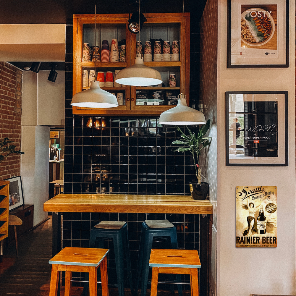 Rainier Beer Vintage Seattle Brewing Metal Sign