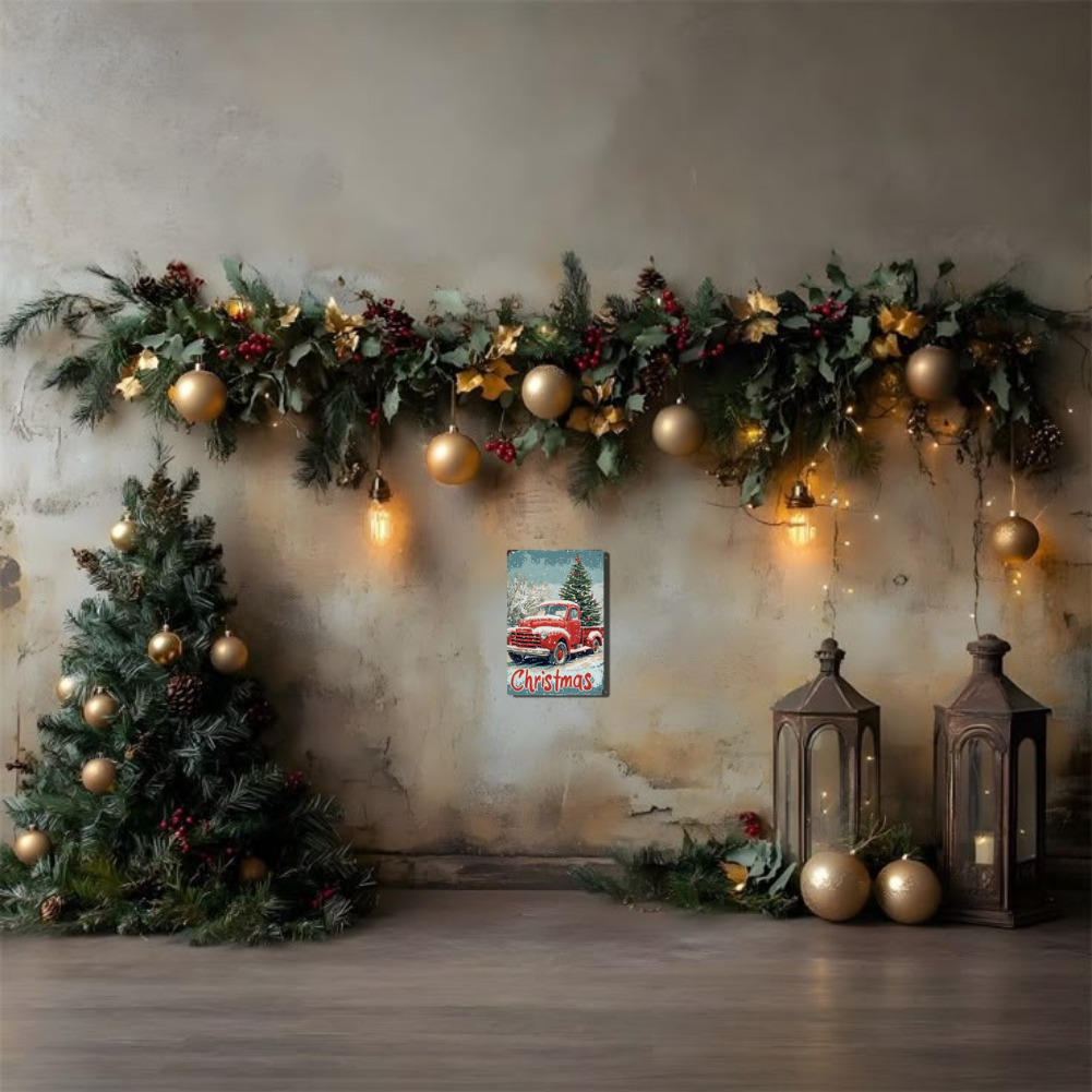 Red Christmas Truck & Tree