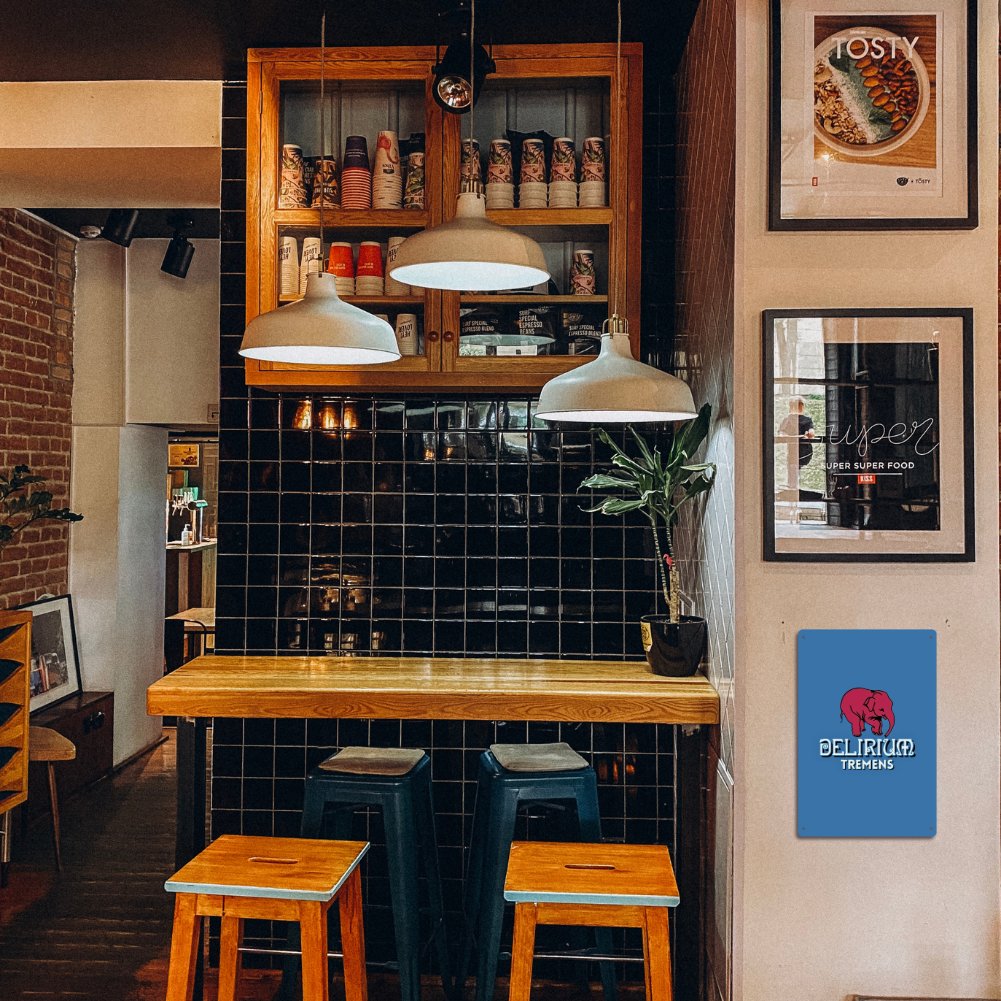 Delirium Tremens Pink Elephant Metal Sign