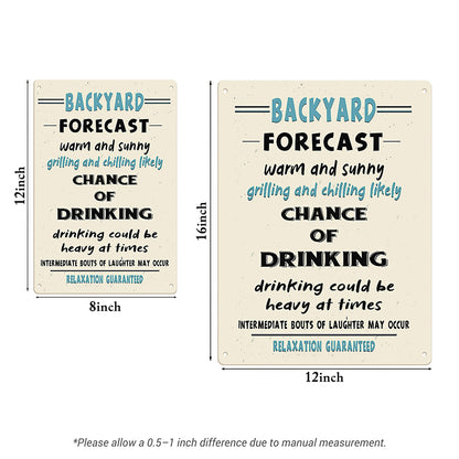 Funny Backyard Forecast Metal Sign - Grilling and Chilling
