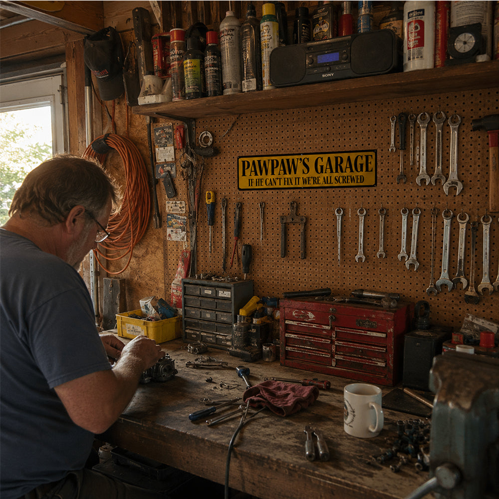 Pawpaw’s Garage Metal Sign – Funny Grandpa Garage Decor Gift