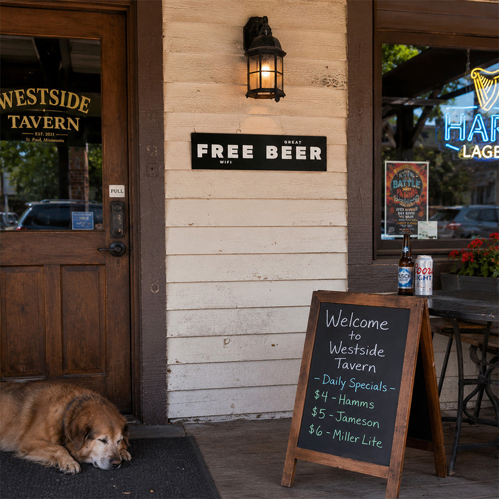 Free WiFi Great Beer Metal Sign – Funny Beer Bar Wall Decor