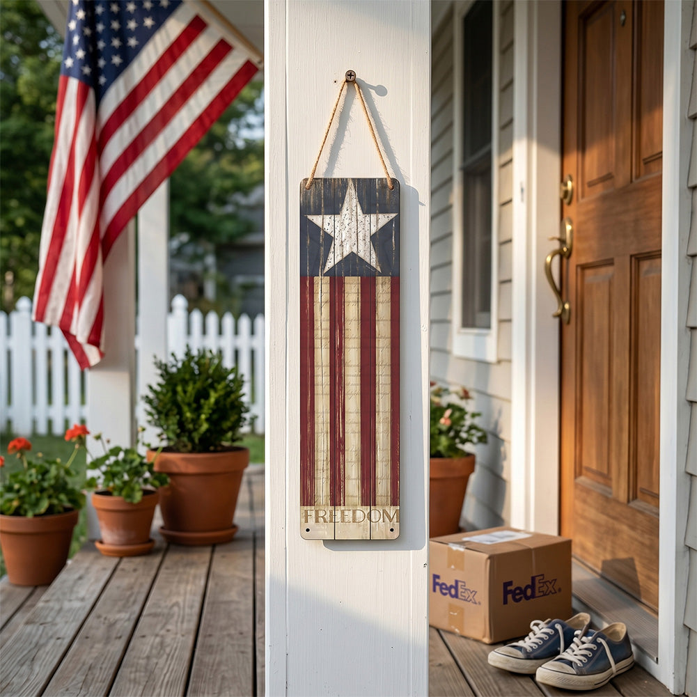 Vertical Freedom American Flag Metal Sign