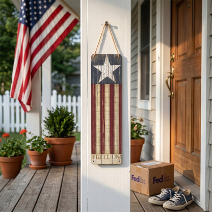 Vertical Freedom American Flag Metal Sign