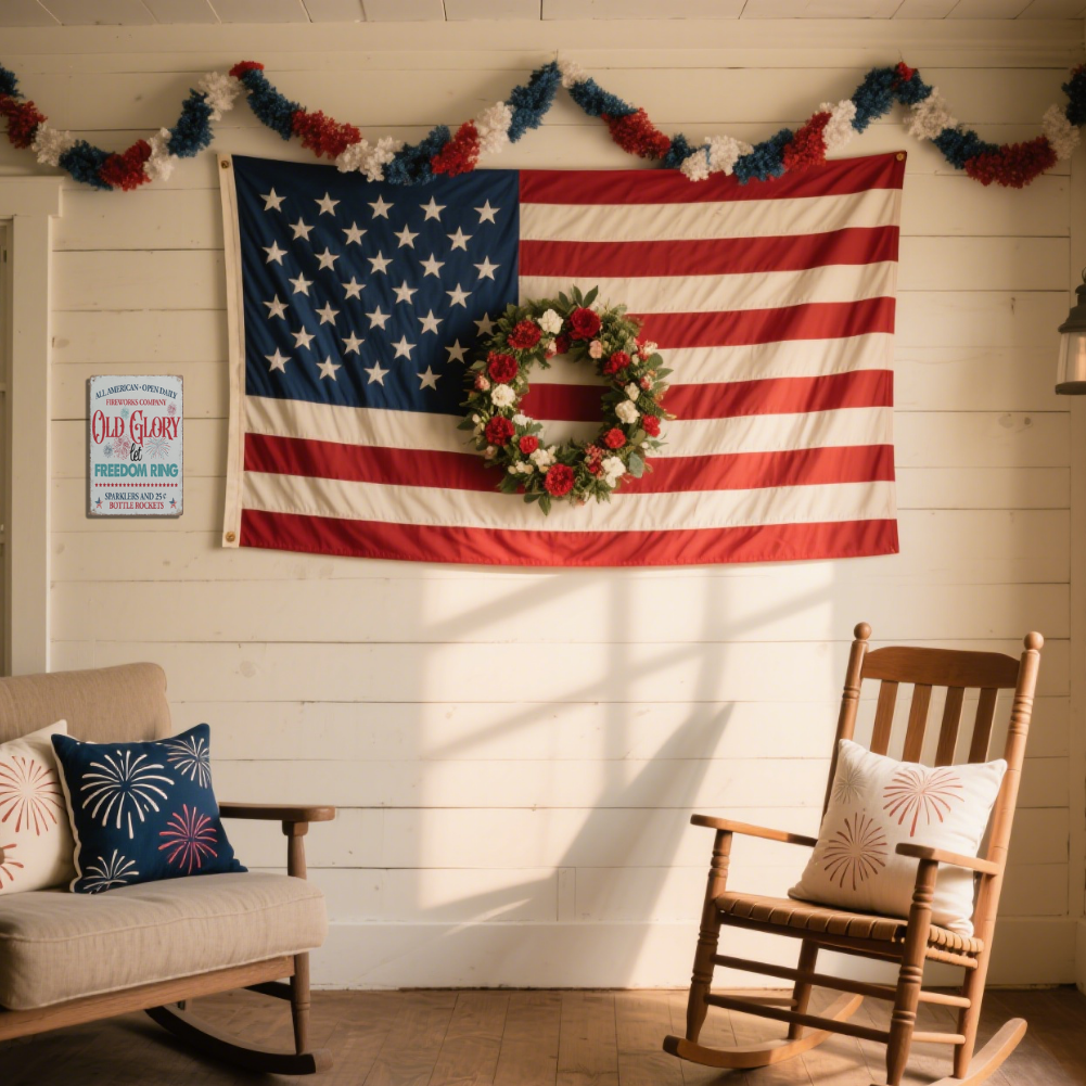 Old Glory Let Freedom Ring Vintage Fireworks