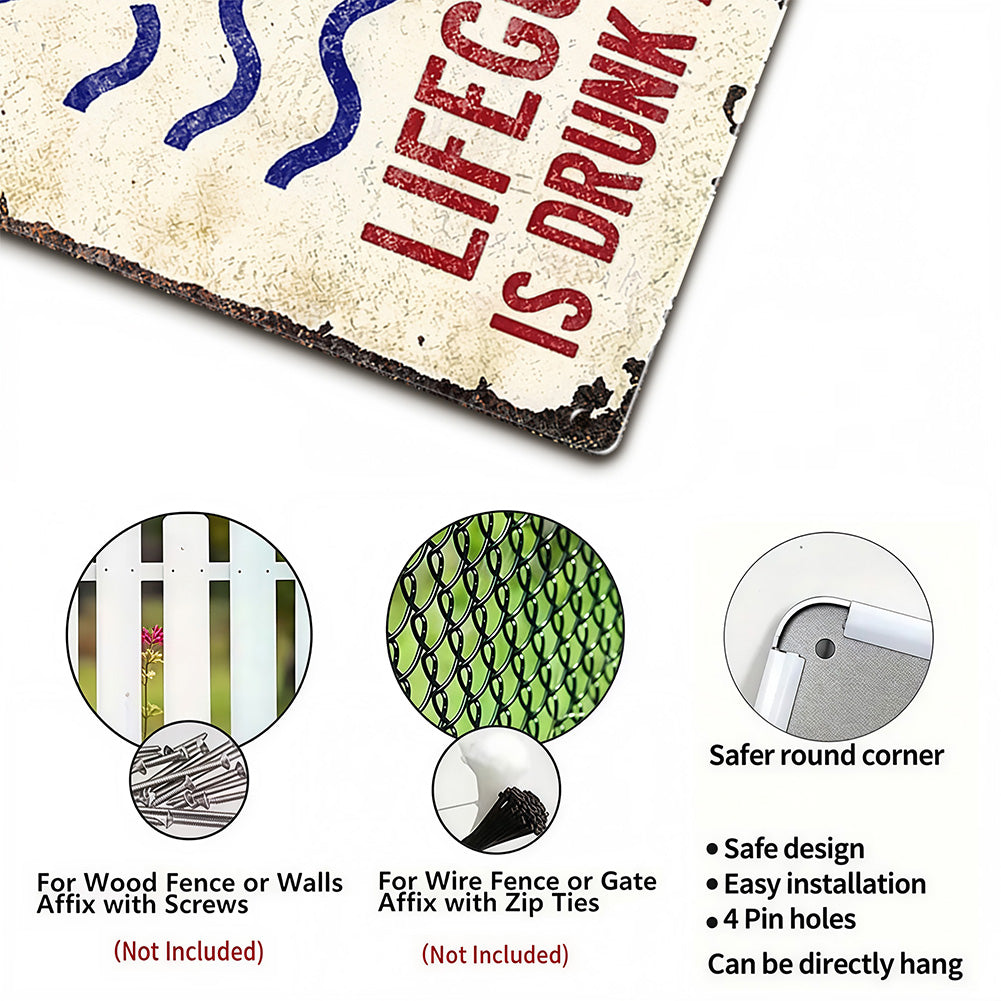 Swim At Your Own Risk Metal Sign – Funny Pool Fence Decor