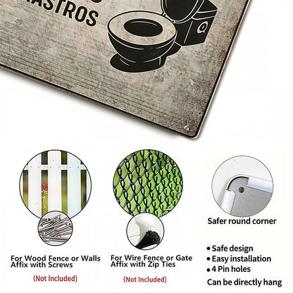Spanish Funny Bathroom Metal Sign – No Dejes Rastros Wall Decor