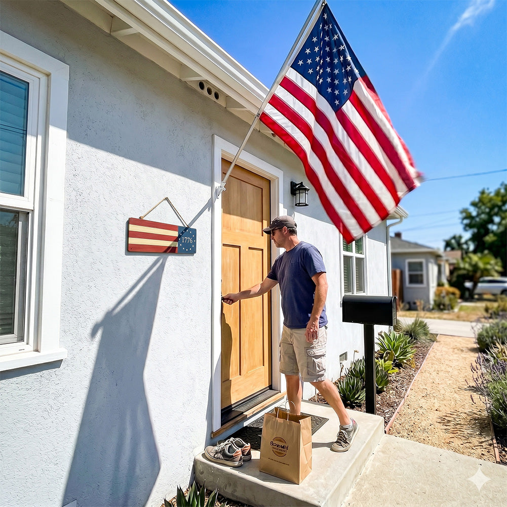 1776 Patriotic Flag Metal Sign – Americana Wall Decor for Porch