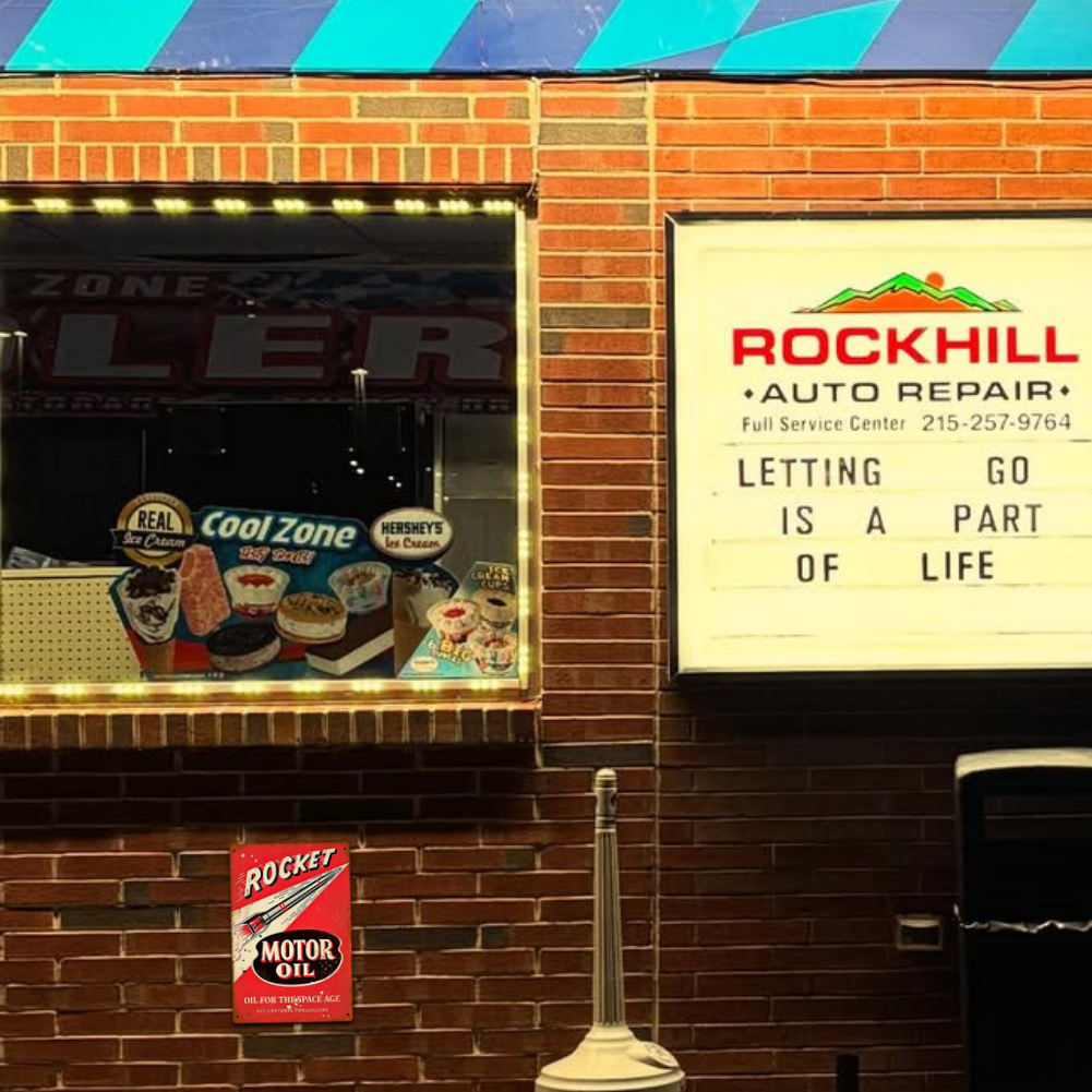 Rocket Motor Oil – Retro Space Age Tin Sign