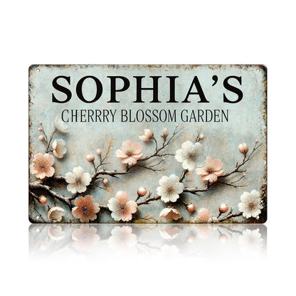 Custom Cherry Blossom Garden Metal Sign