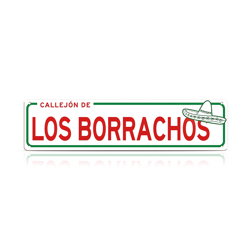 Funny Spanish Bar Street Sign Decor – Callejón de Los Borrachos Metal Sign
