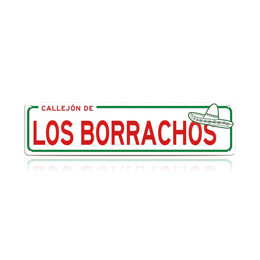 Funny Spanish Bar Street Sign Decor – Callejón de Los Borrachos Metal Sign