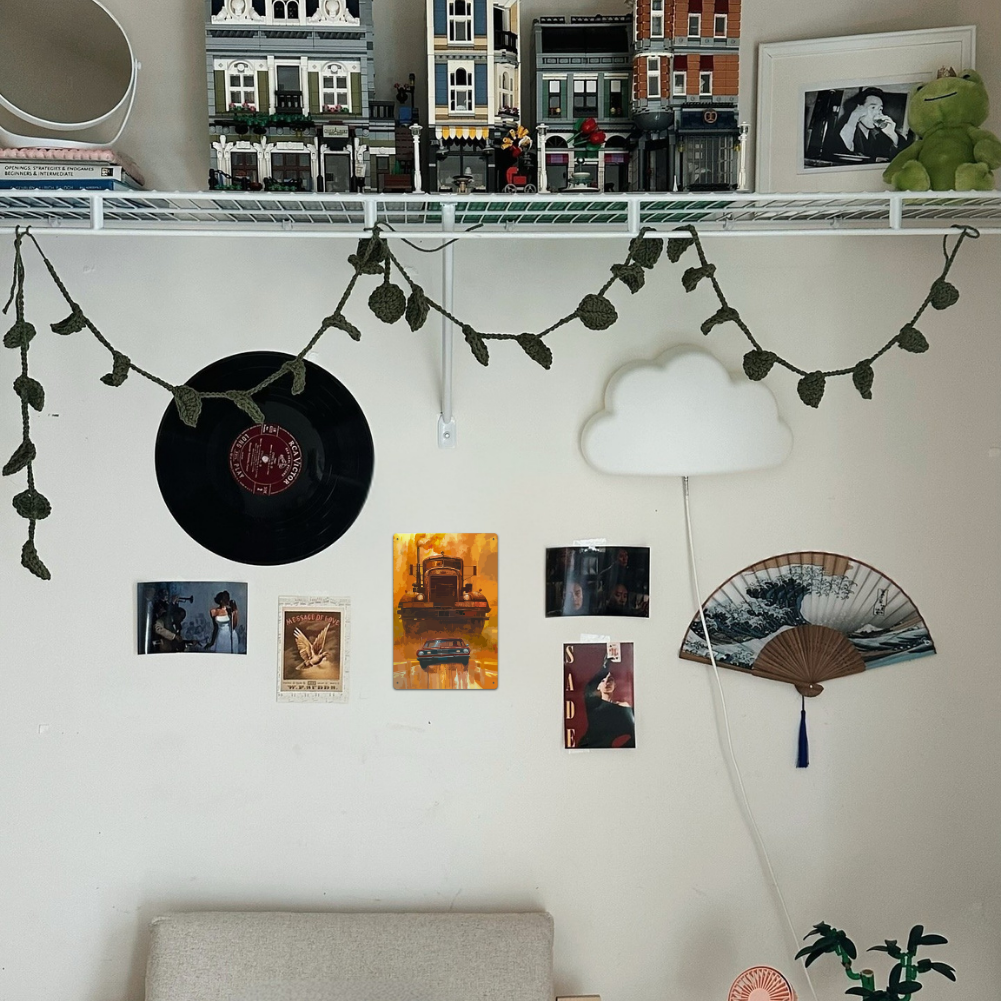 Duel Truck vs. Car Retro Tin Sign