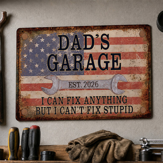 Retro Repair & Service Garage Wall Decor- Dad's Garage Metal Sign