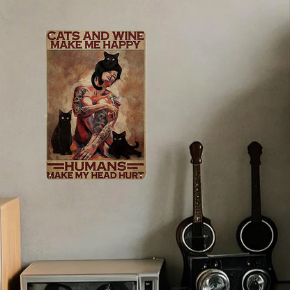 Tattooed Woman, Cats & Wine Humor